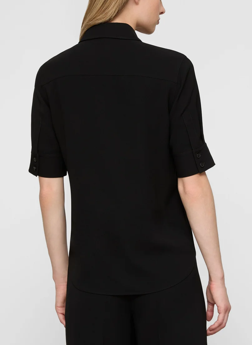 Responsible Finesse Crepe Patch Pocket Blouse - Lafayette 148 New York