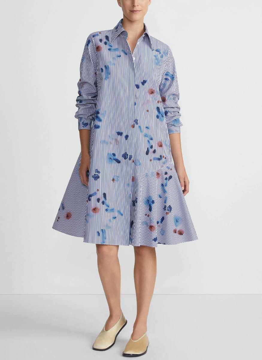 Flounce Hem Shirtdress