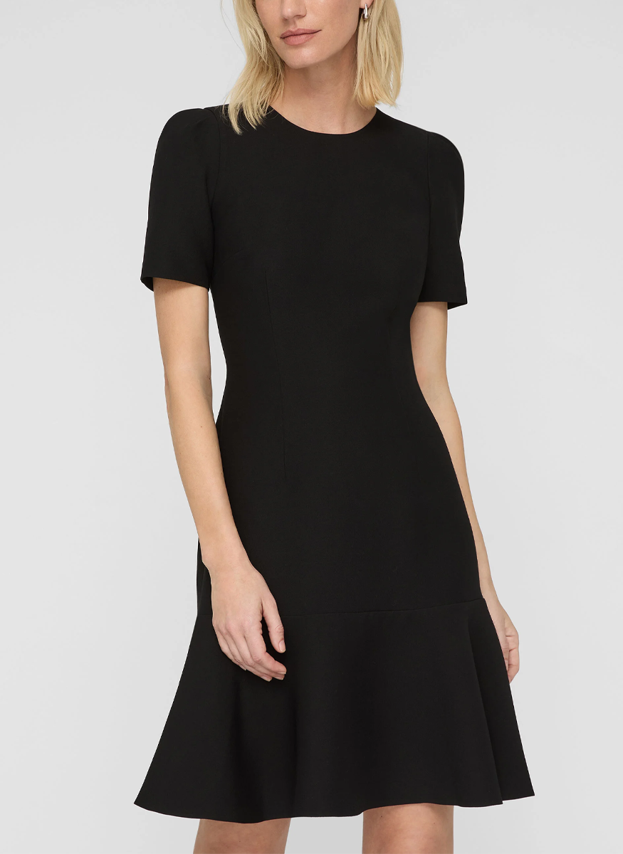 Wool-Silk Crepe Short Sleeve Dress - Lafayette 148 New York