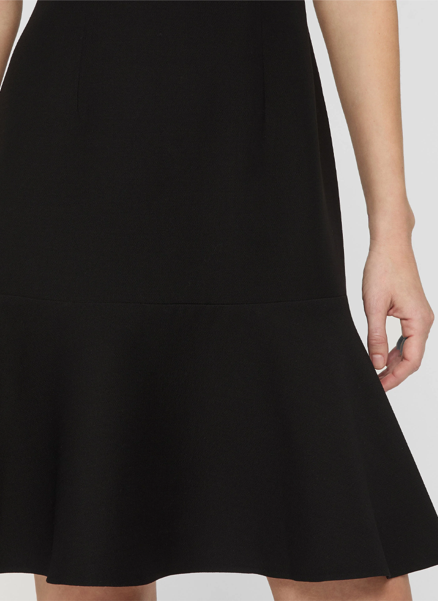 Wool-Silk Crepe Short Sleeve Dress - Lafayette 148 New York
