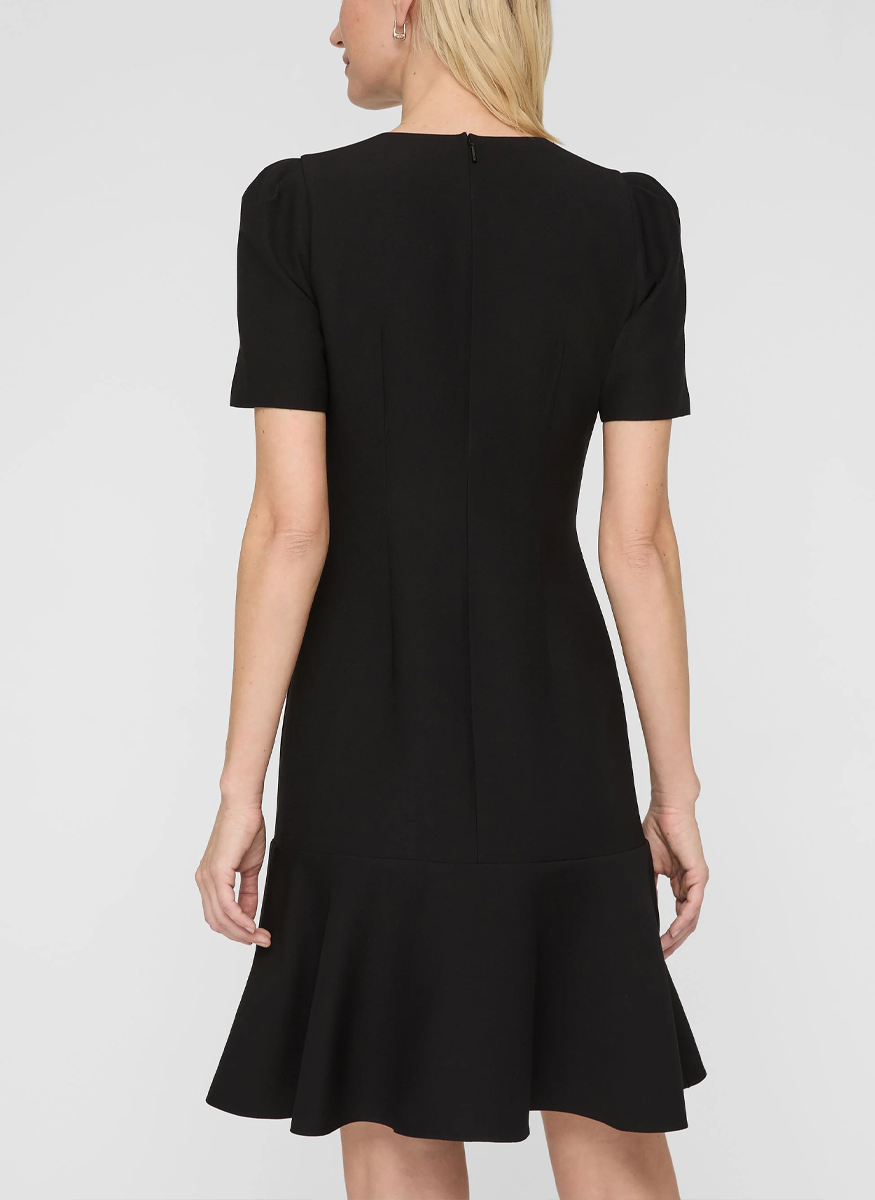 Wool-Silk Crepe Short Sleeve Dress - Lafayette 148 New York