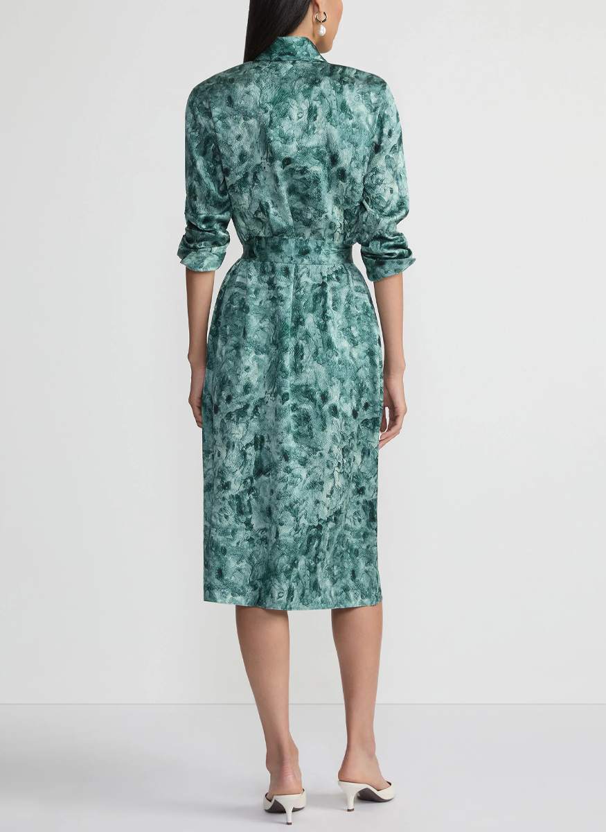 Impasto Print Textured Silk Satin Dress - Lafayette 148 New York