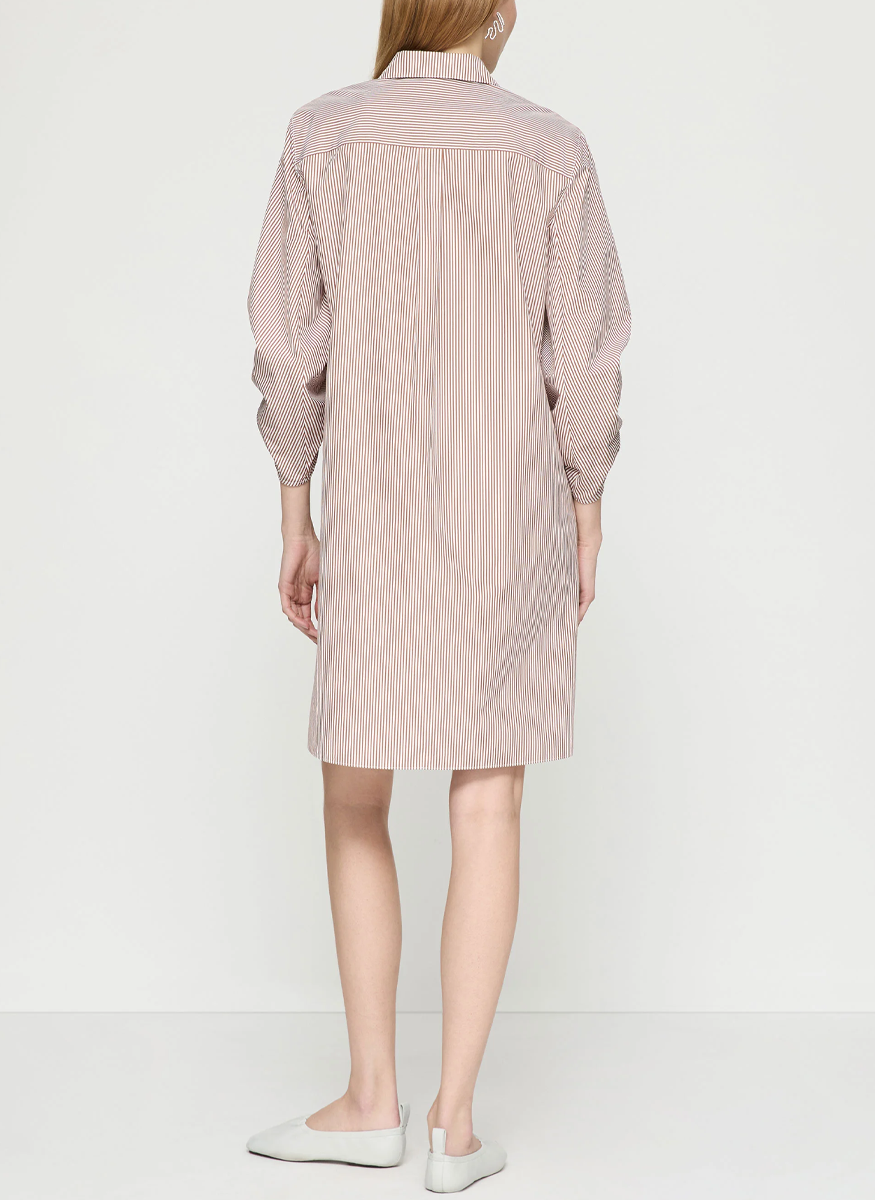 Striped Ruched Sleeve Shirtdress - Lafayette 148 New York