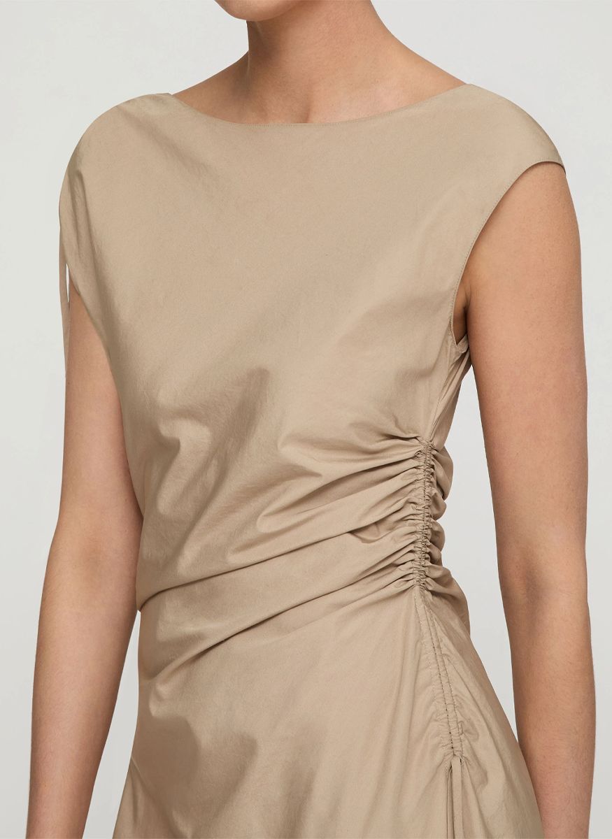 Gathered Tie Cap Sleeve Dress - Lafayette 148 New York