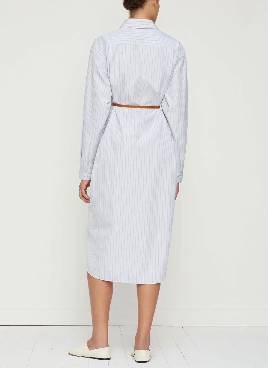 Aurora Stripe Cotton Belted Oversized Shirtdress - Lafayette 148 New York