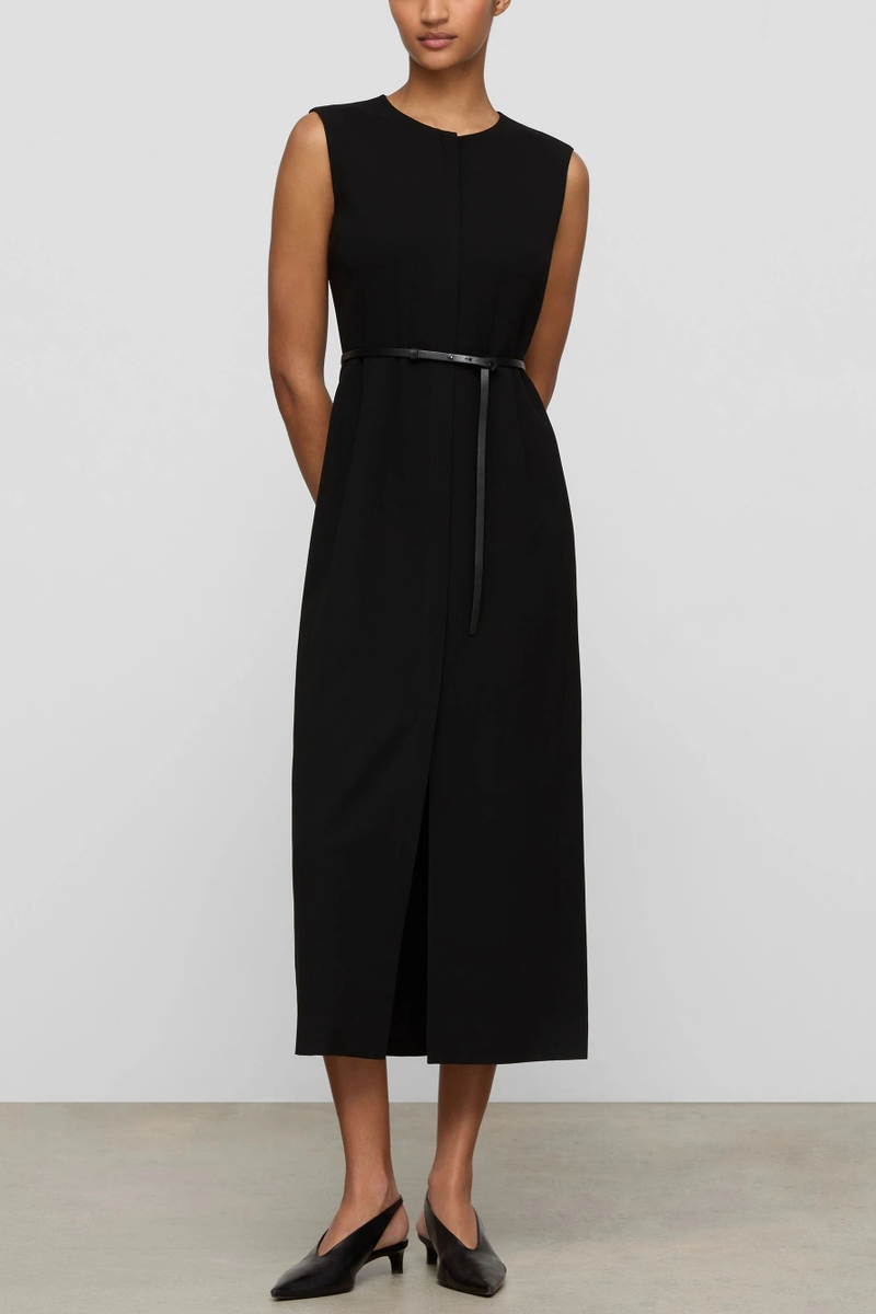 Responsible Finesse Crepe Belted Sheath Dress