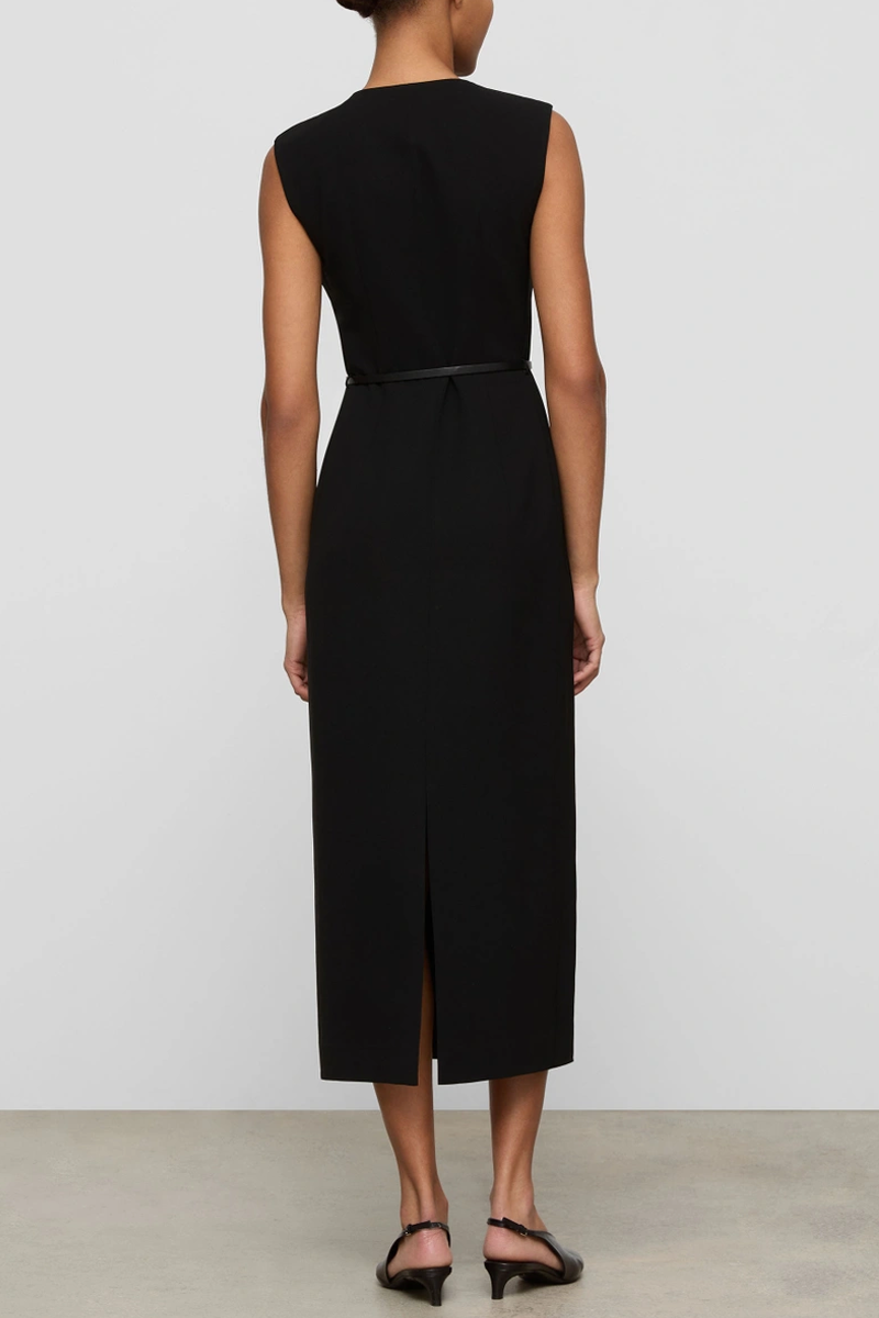 Responsible Finesse Crepe Belted Sheath Dress - Lafayette 148 New York