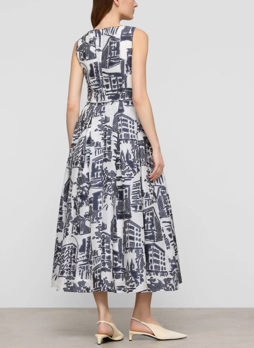 Cityscape Jacquard Tailored A-Line Dress - Lafayette 148 New York