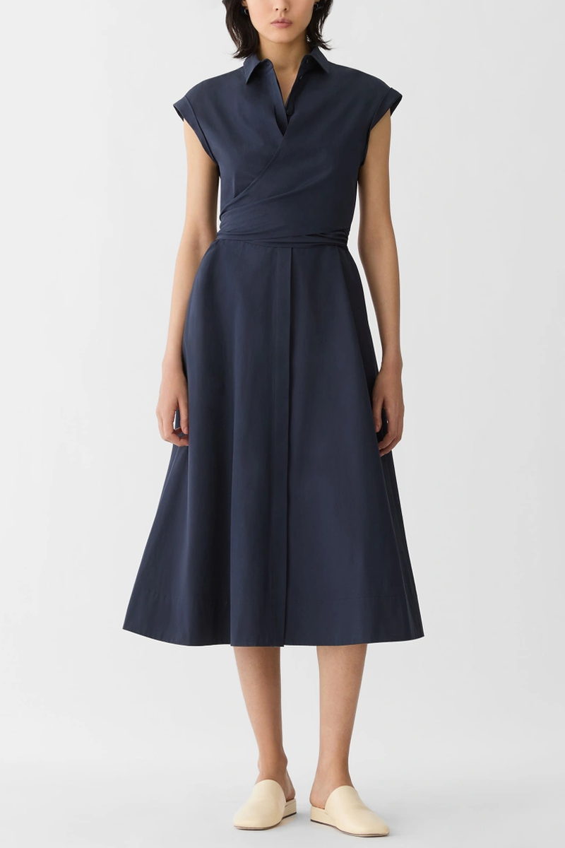 Organic Cotton Poplin Wrap Shirtdress - Lafayette 148 New York