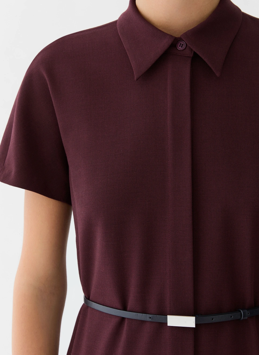 Responsible Stretch Wool Belted Pleated Dress - Lafayette 148 New York
