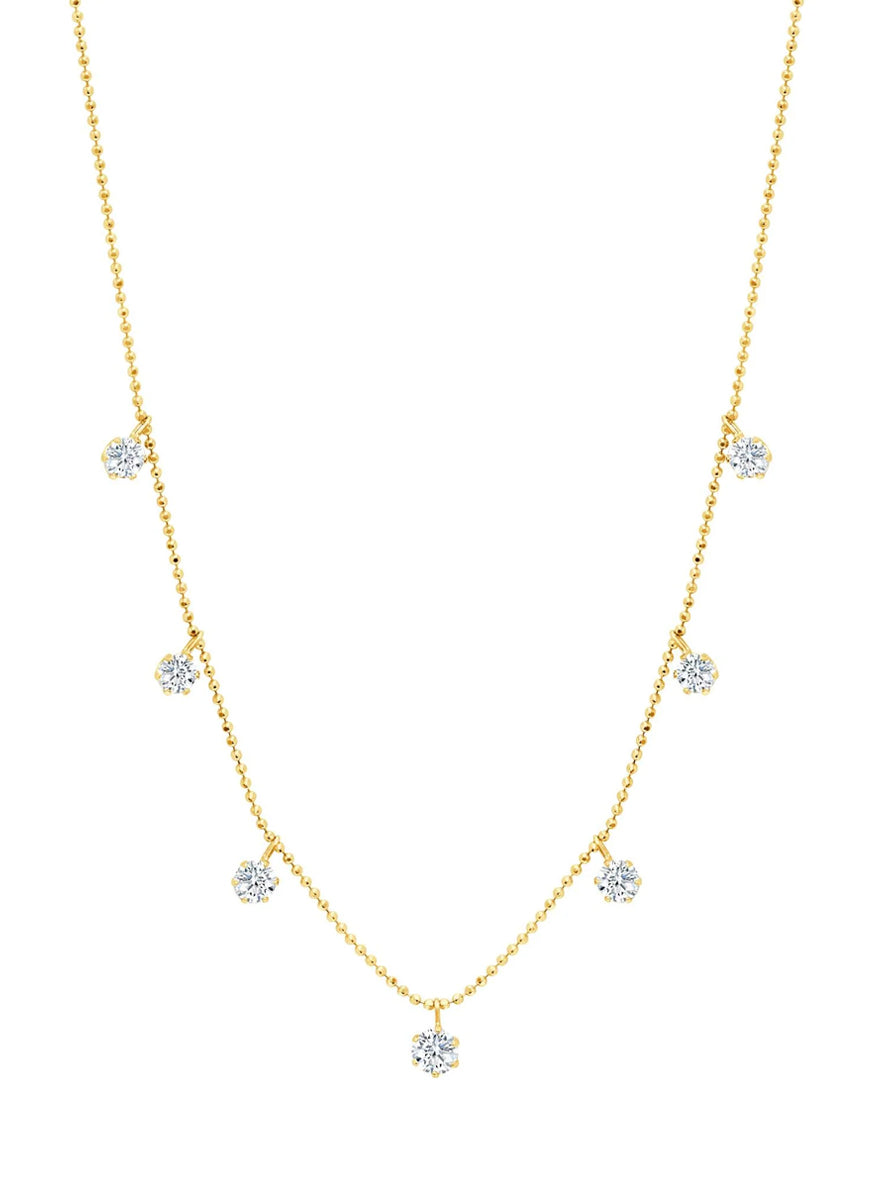“Floating Diamonds” Necklace, Medium, Yellow Gold