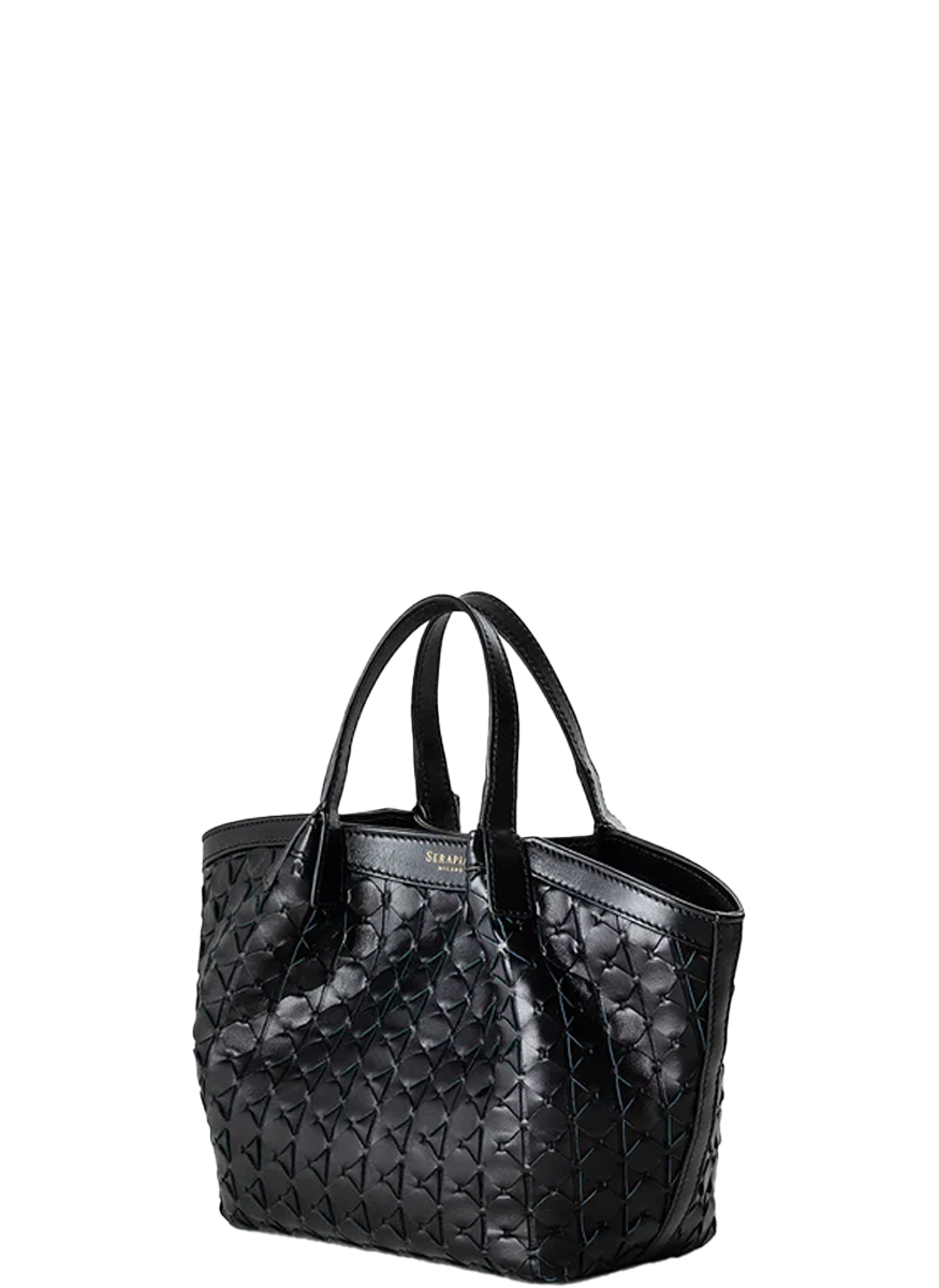 Mini Secret Mosaico Top Handle in Black - Serapian