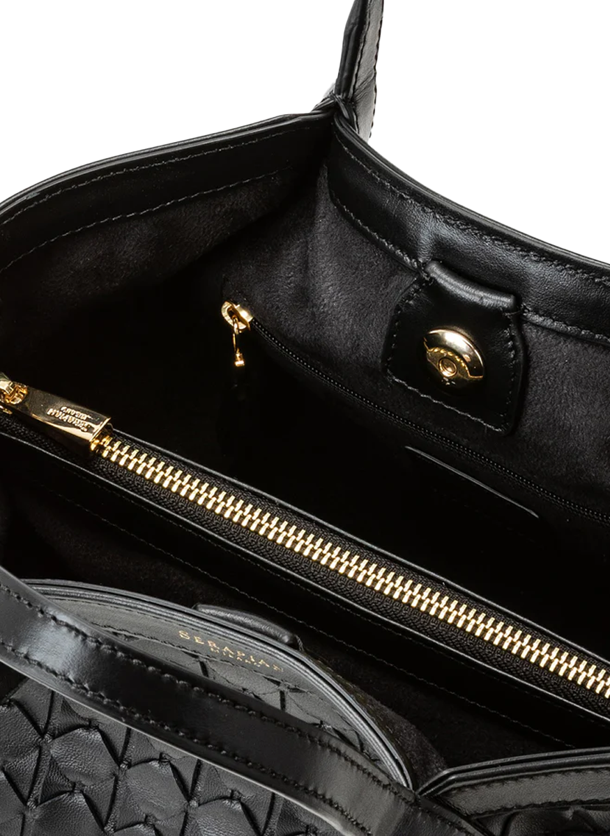 Mini Secret Mosaico Top Handle in Black - Serapian