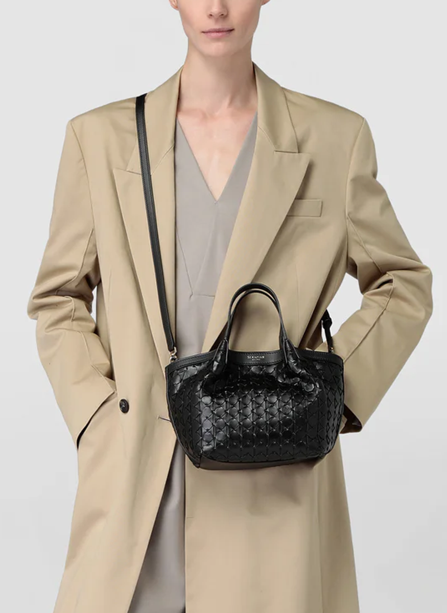Mini Secret Mosaico Top Handle in Black - Serapian
