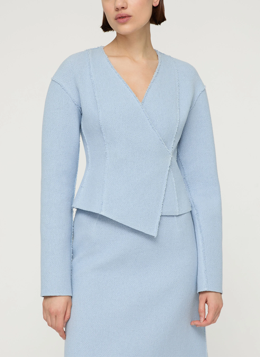 Organic Cotton Dobby Asymmetric Fitted Jacket - Lafayette 148 New York