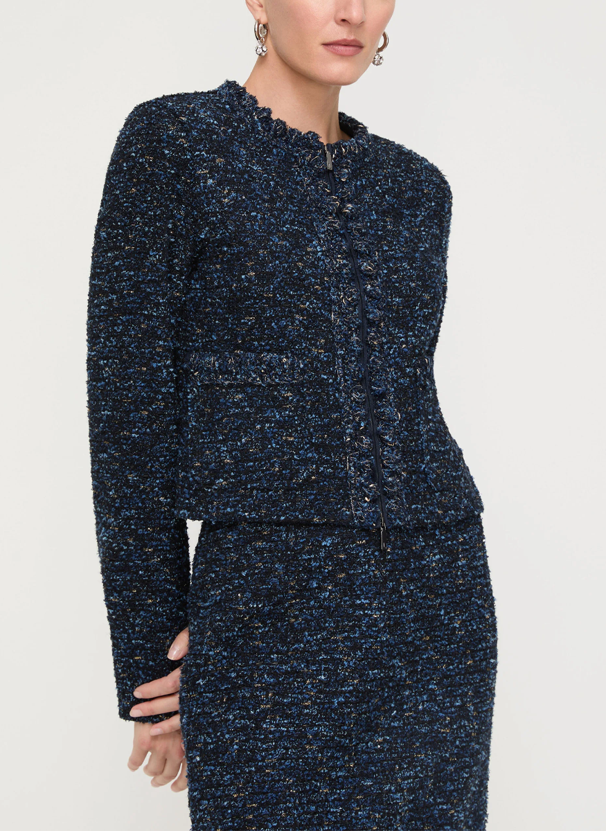 Cosmos Bouclé Tweed Crochet Trim Jacket - Lafayette 148 New York