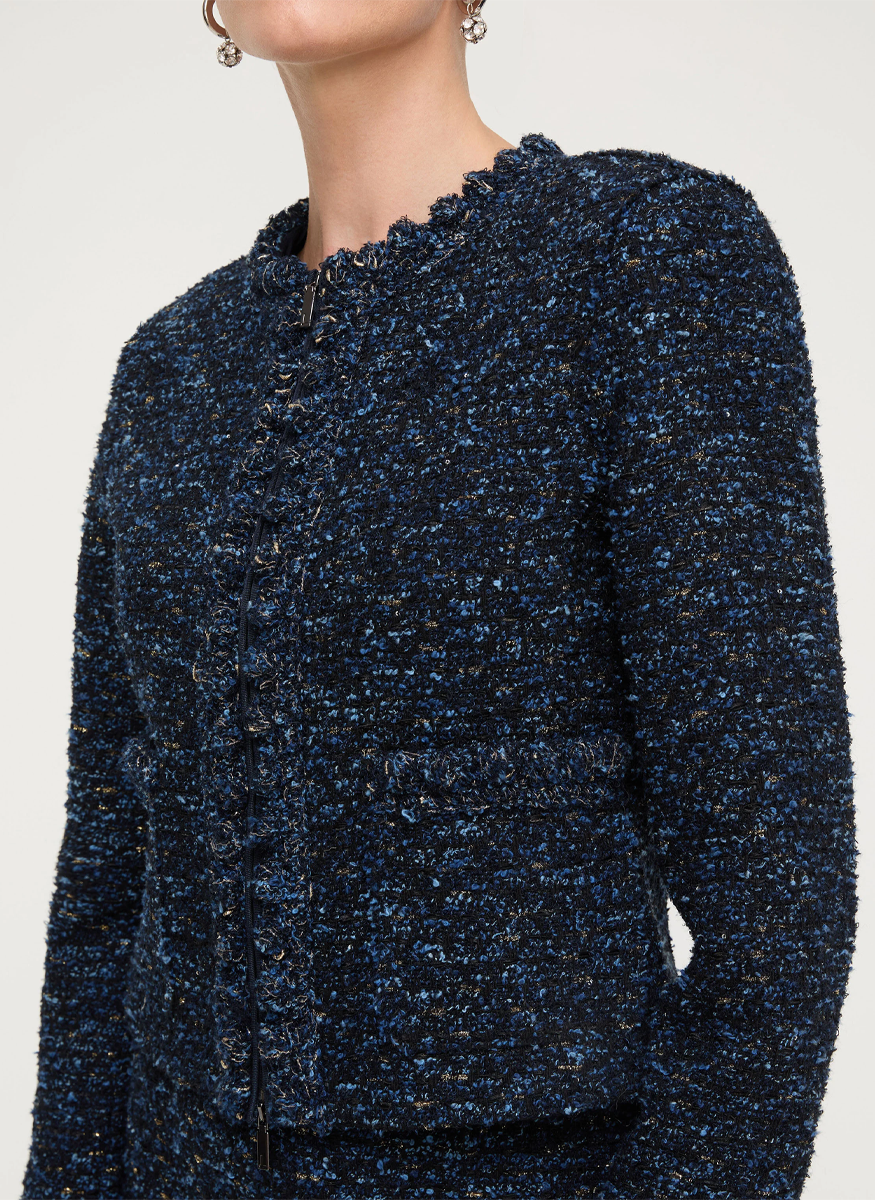 Cosmos Bouclé Tweed Crochet Trim Jacket - Lafayette 148 New York