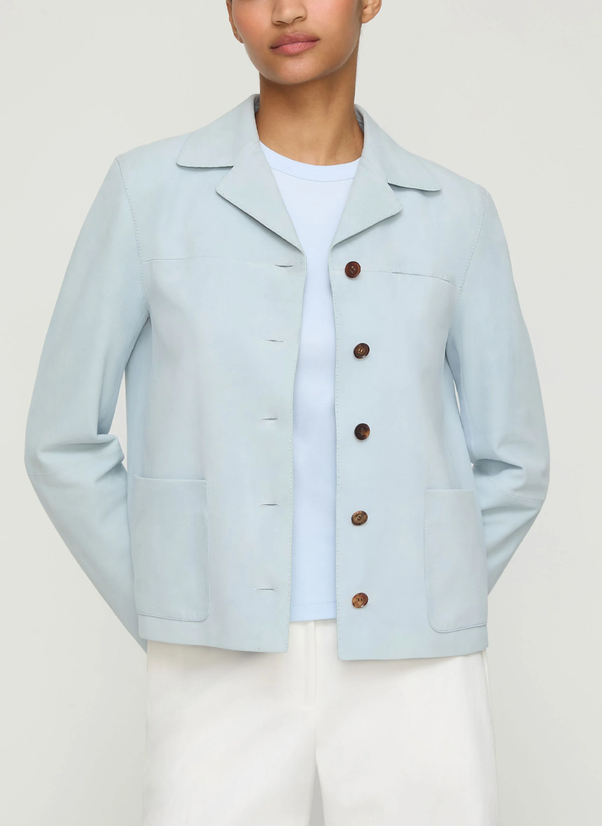 Suede Patch Pocket Shirt Jacket - Lafayette 148 New York