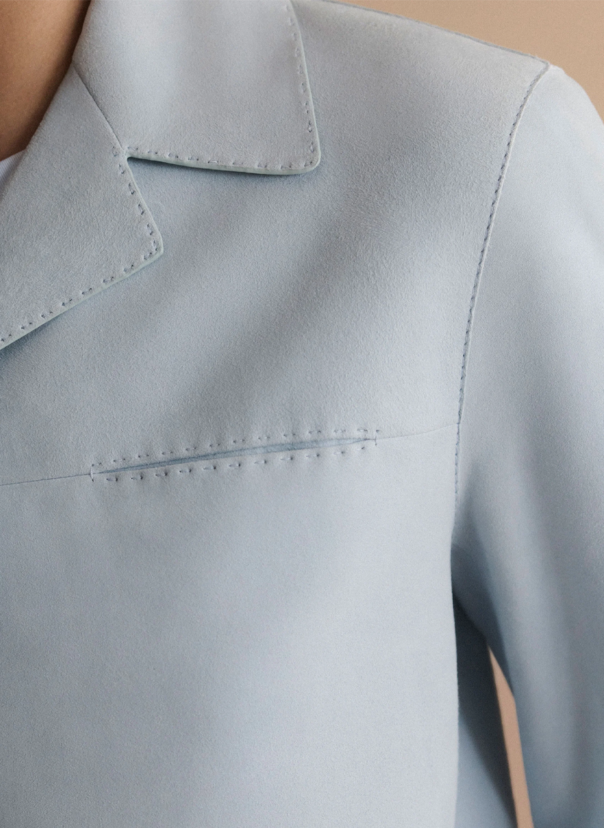 Suede Patch Pocket Shirt Jacket - Lafayette 148 New York