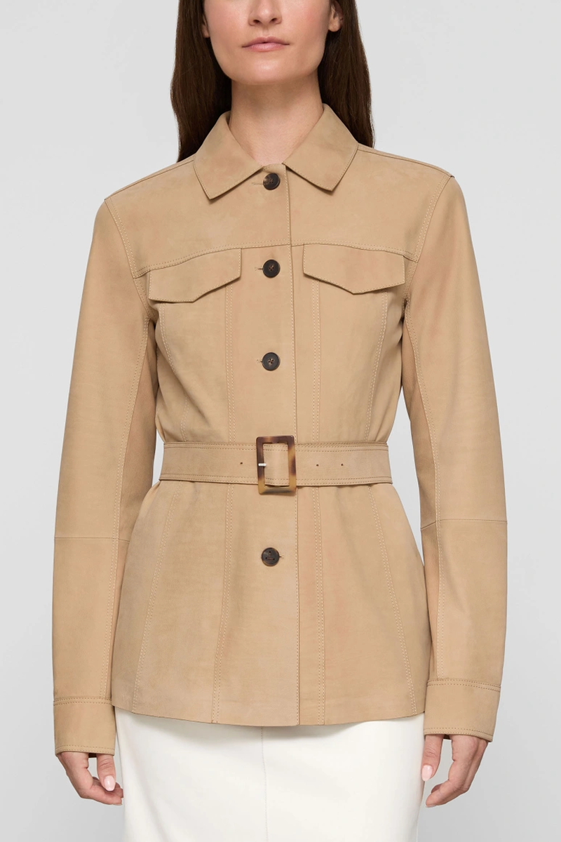 Nubuck Suede Belted Jacket - Lafayette 148 New York