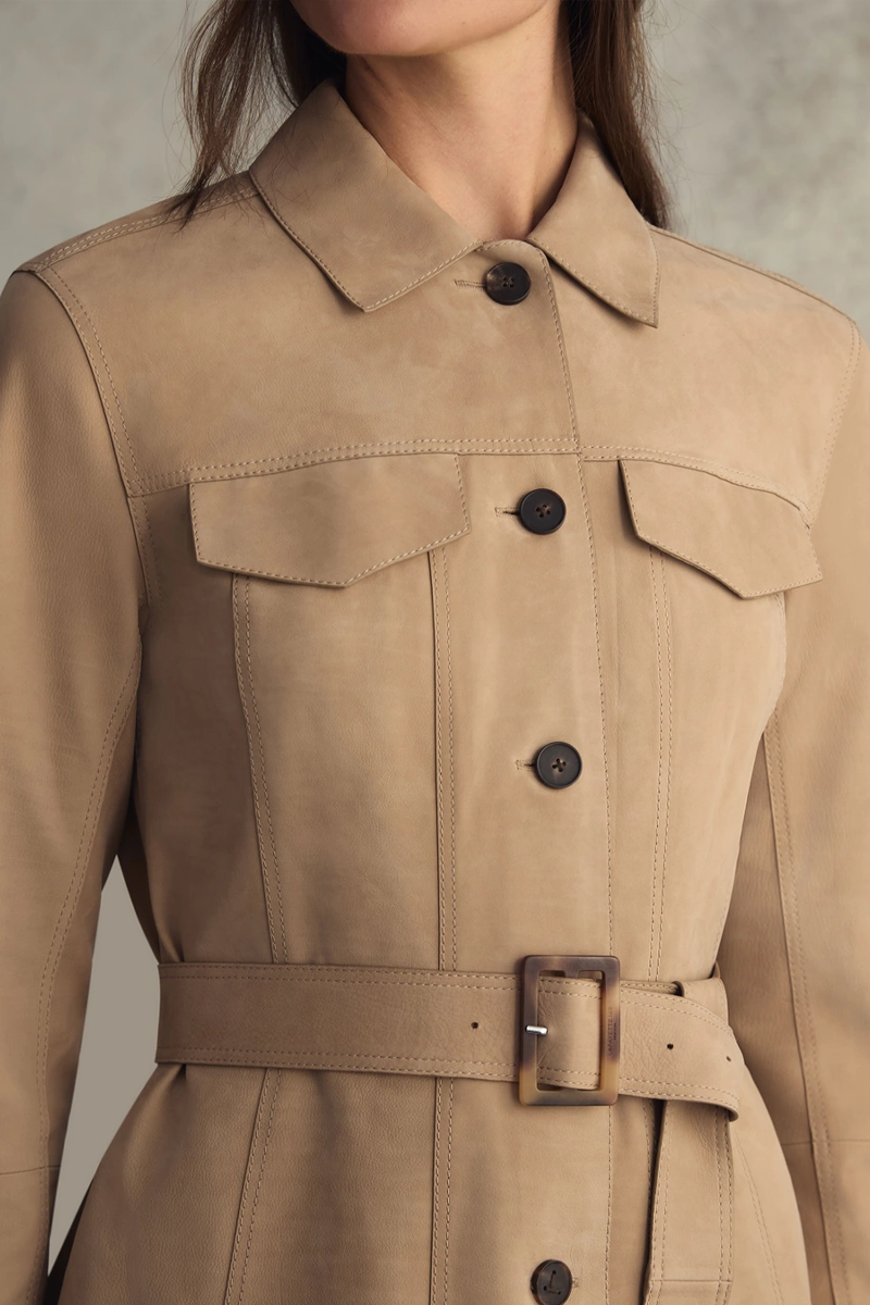 Nubuck Suede Belted Jacket - Lafayette 148 New York