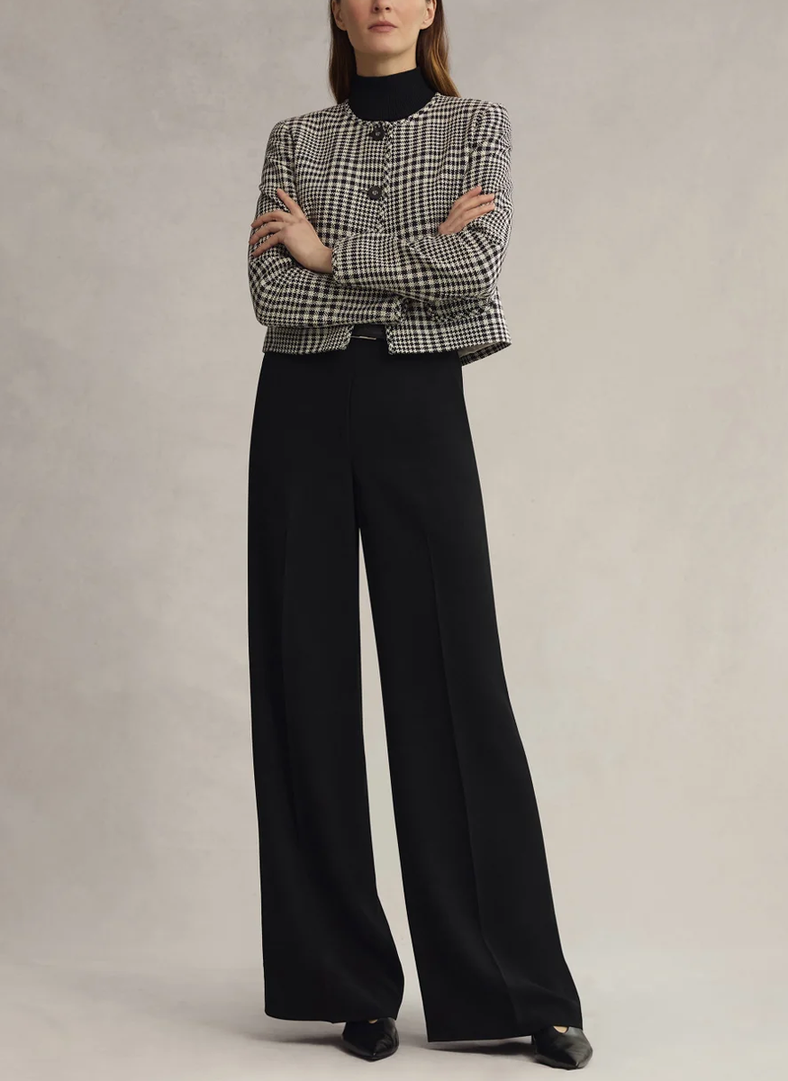 Grid Plaid Corded Cotton Patch Pocket Cropped Jacket