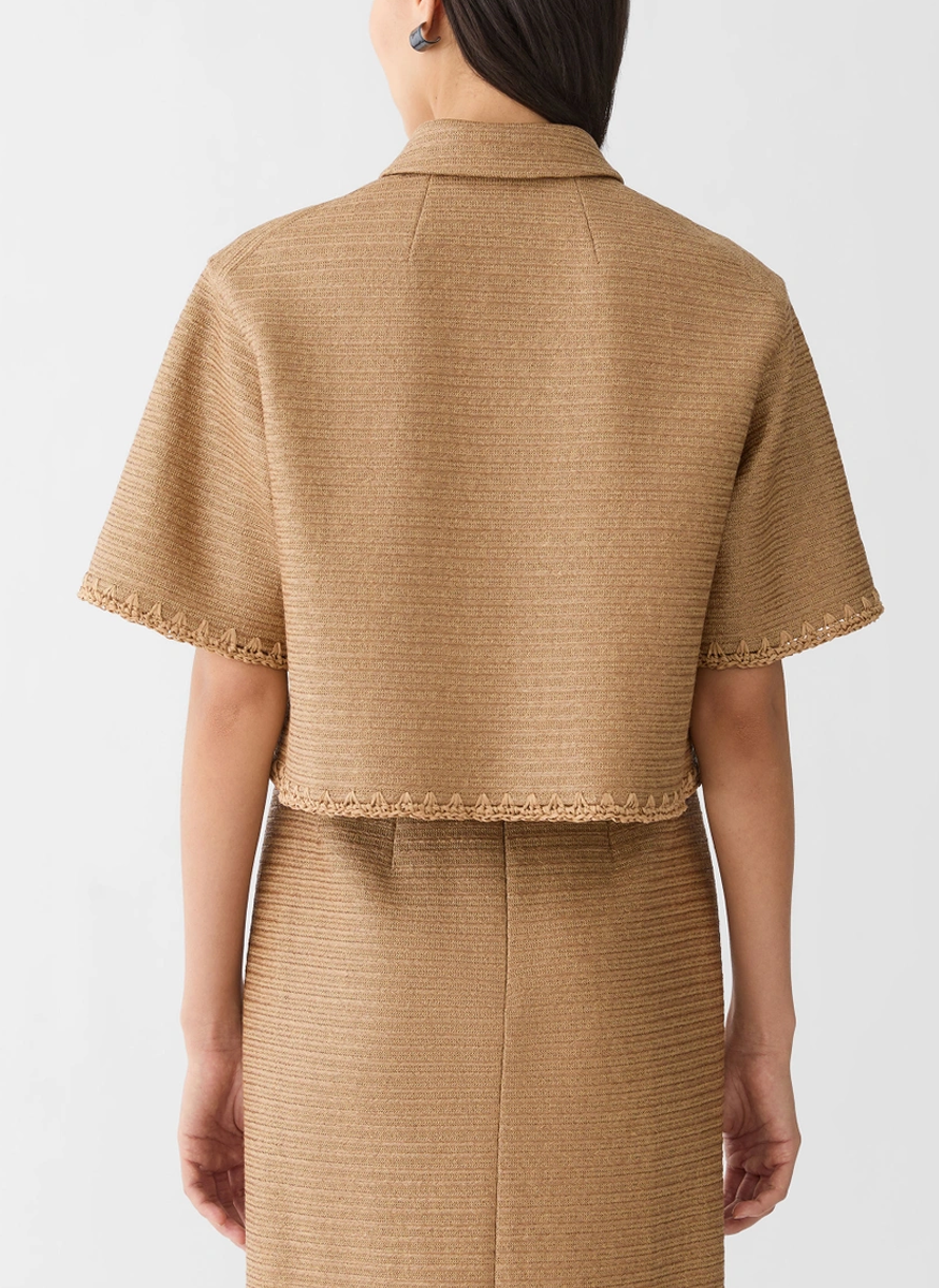 Raffia-Effect Floral Embellished Cropped Jacket - Lafayette 148 New York