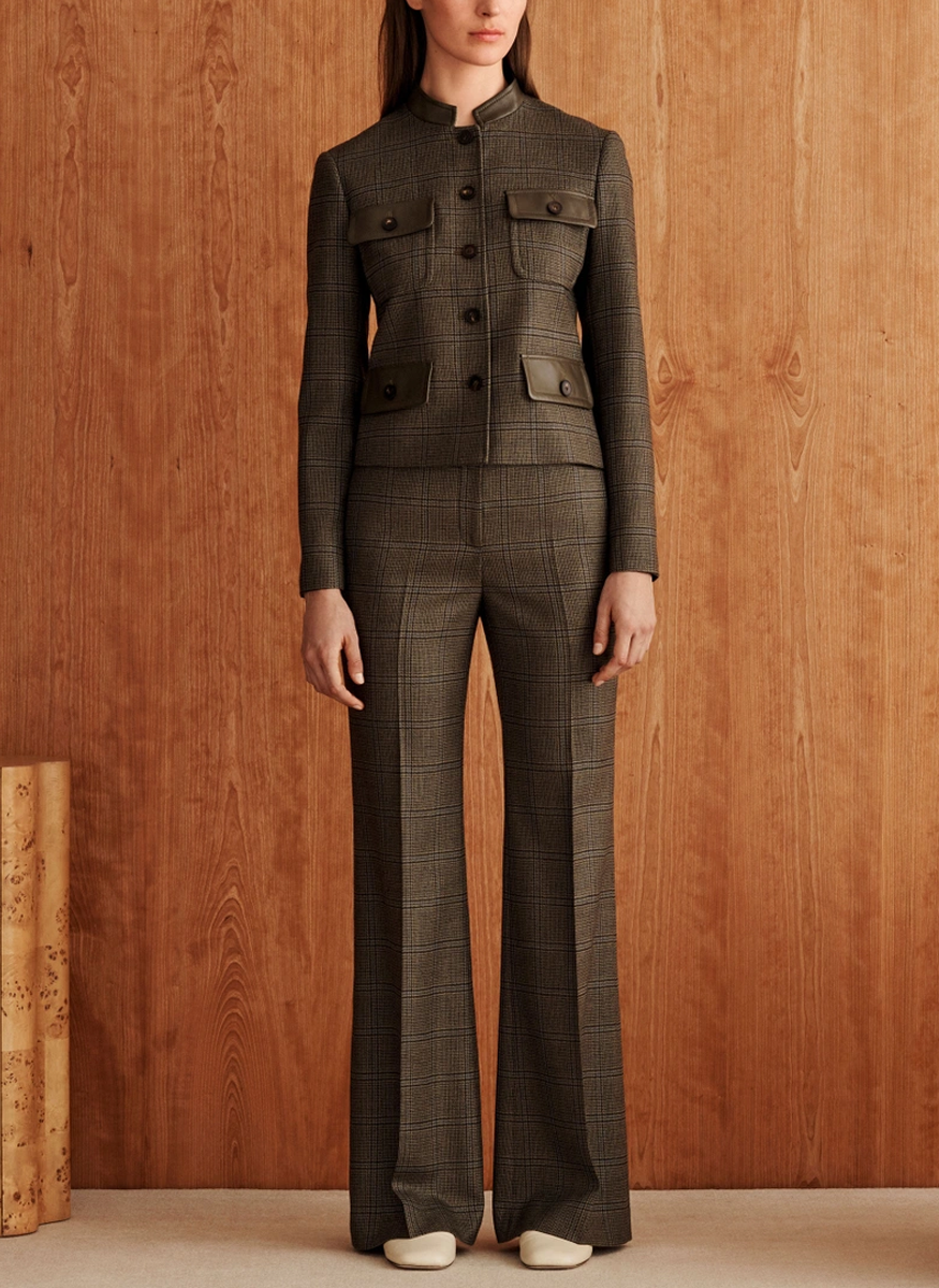 Wool Glen Plaid Cropped Jacket - Lafayette 148 New York