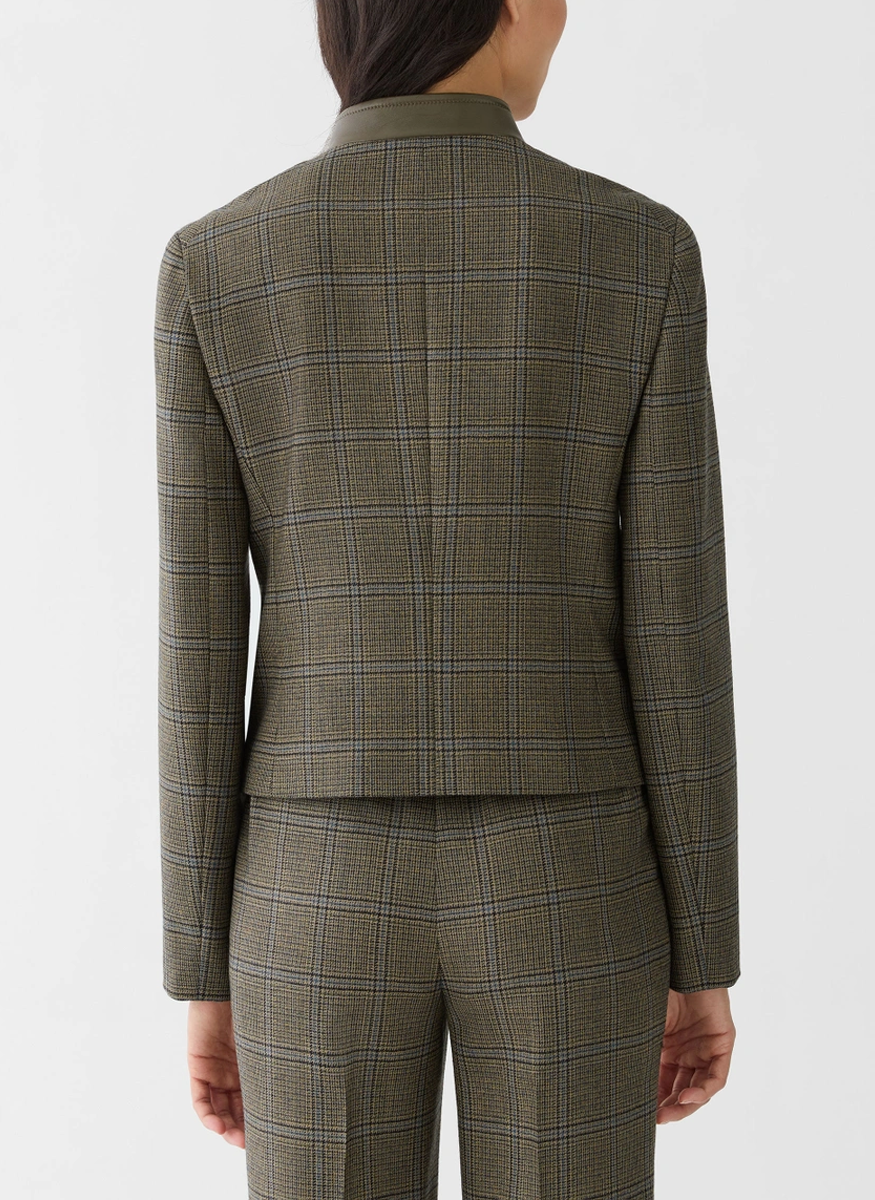 Wool Glen Plaid Cropped Jacket - Lafayette 148 New York