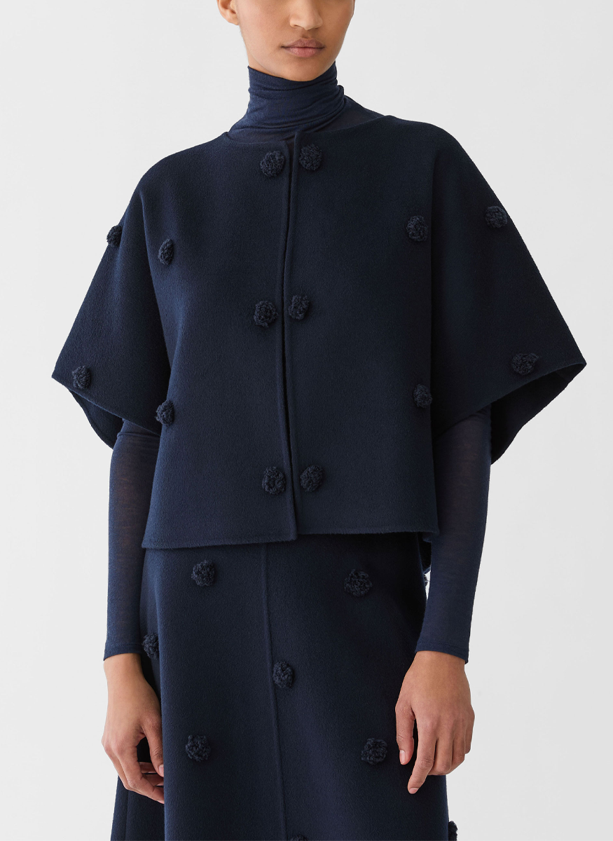 Wool-Cashmere Double Face Embellished Polka Dot Jacket - Lafayette 148 New York