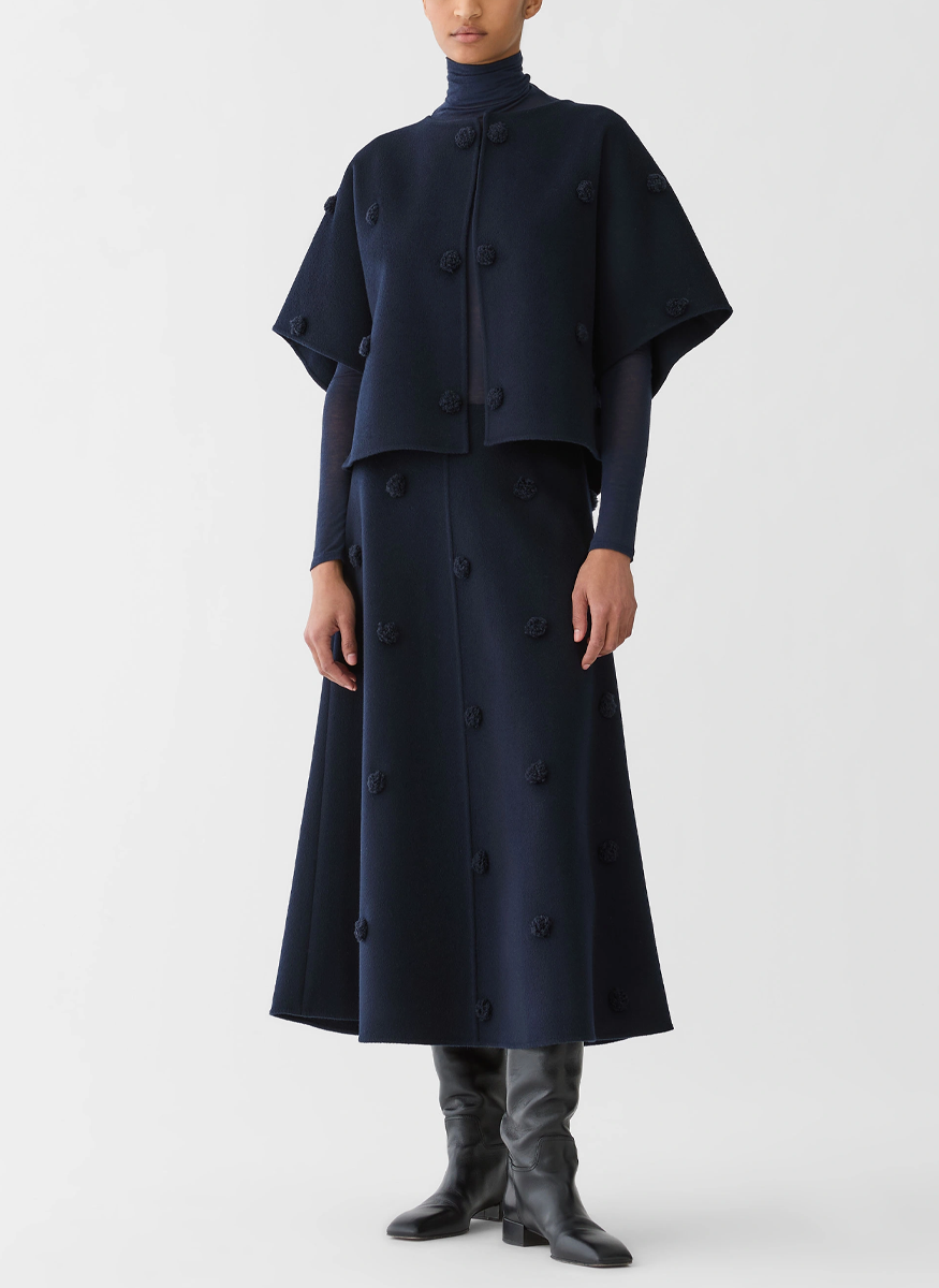 Wool-Cashmere Double Face Embellished Polka Dot Jacket