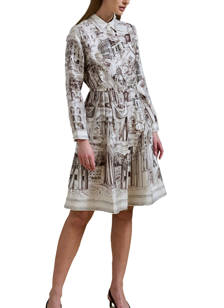 Silk Shirt Dress with Belt in Lake Como Print