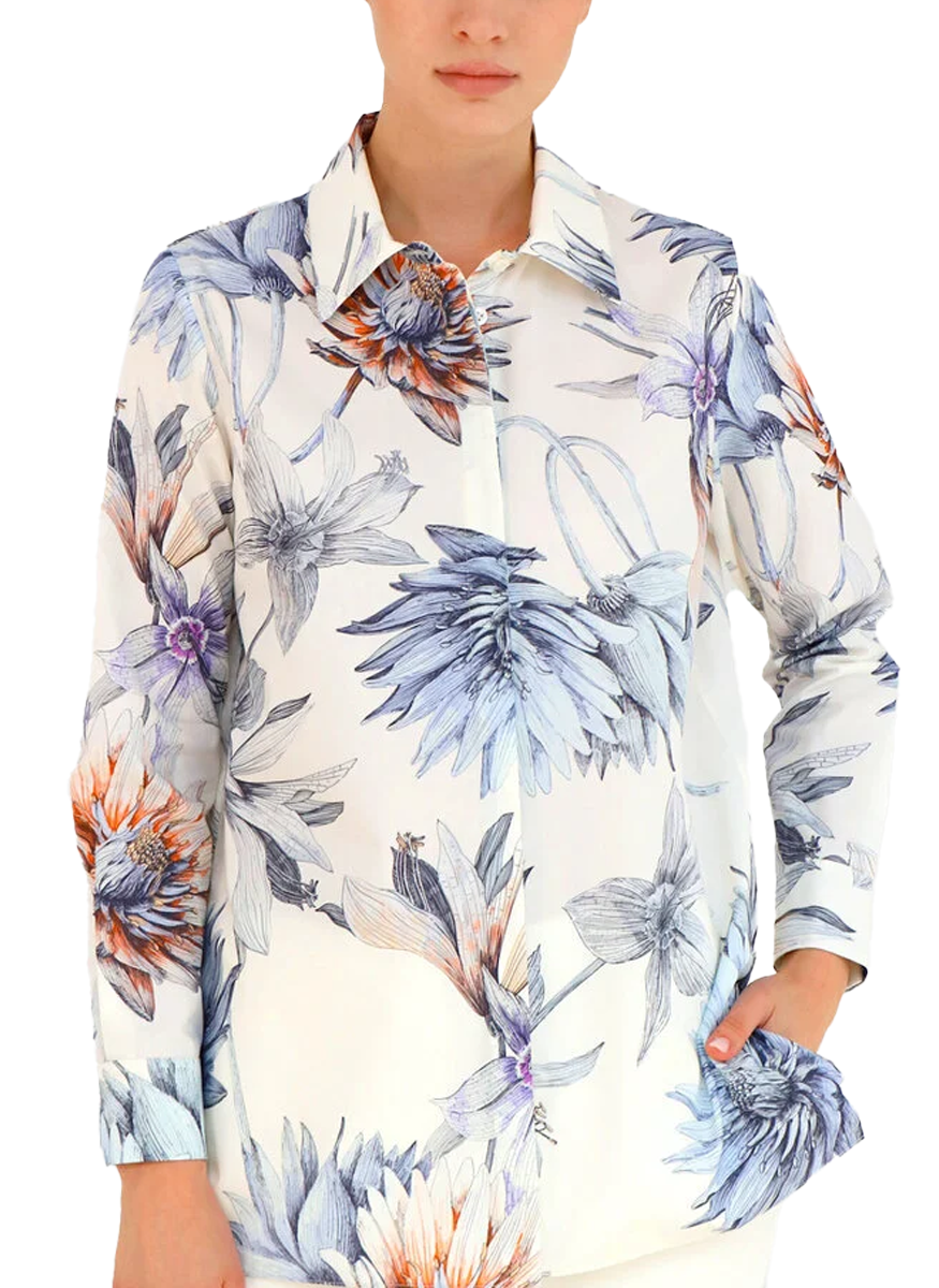 Classic Cotton Shirt in Dahlia Print