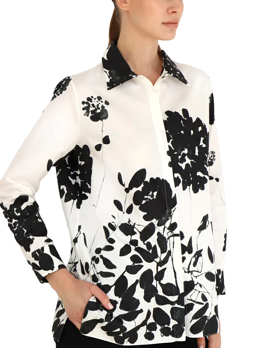 Cotton Ortensia Black and White Classic Shirt