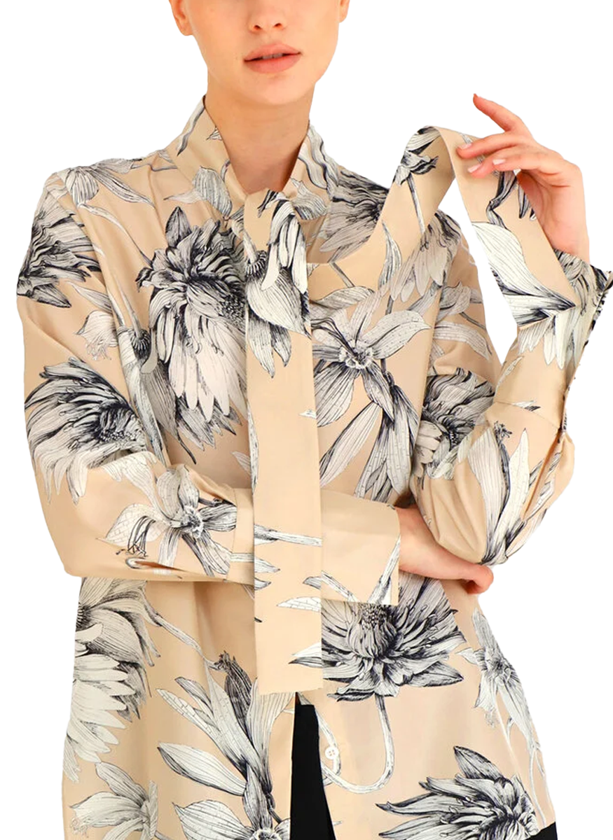 Dahlia Silk Shirt with Tie