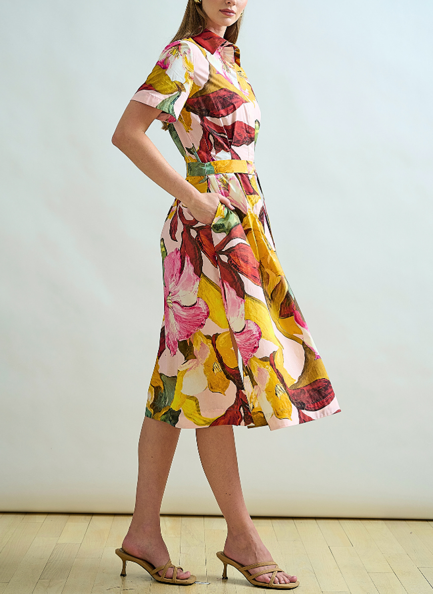 Half-Sleeve Dress in Bergamo Print