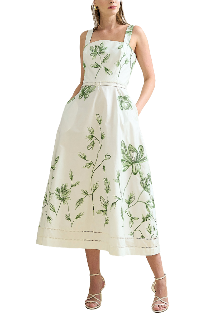 Cotton Midi Dress with Belt