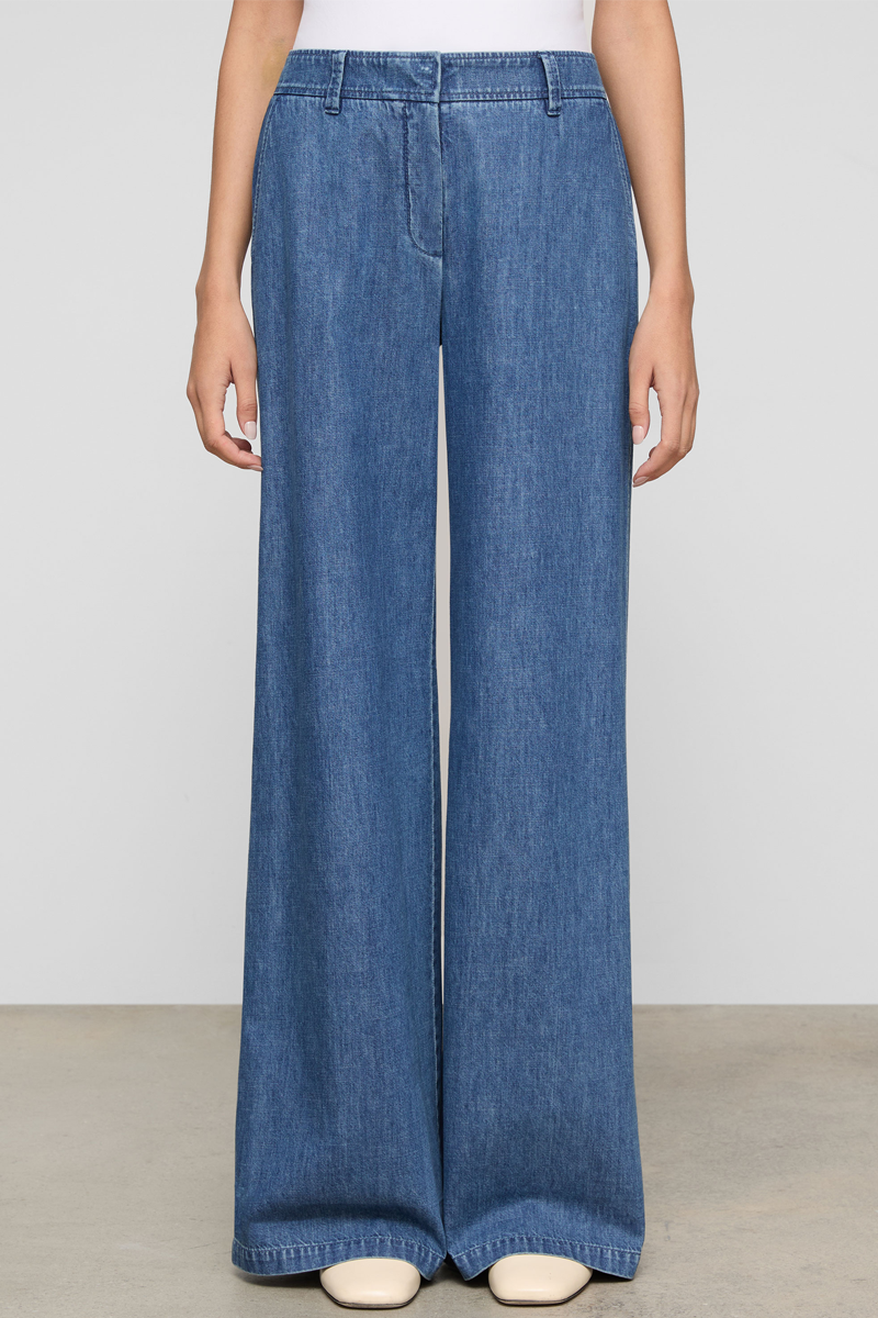 Chambray Charles Wide Leg Pant - Lafayette 148 New York