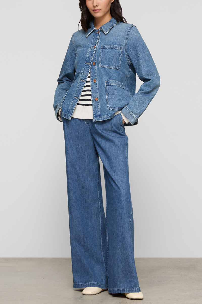 Chambray Charles Wide Leg Pant