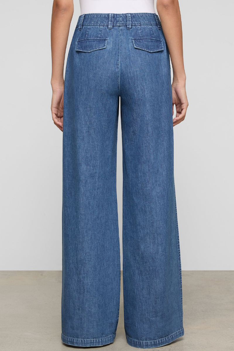 Chambray Charles Wide Leg Pant - Lafayette 148 New York