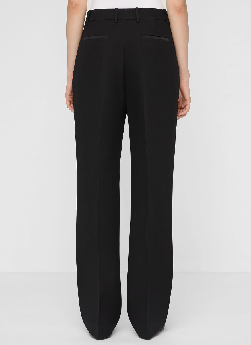 Wool-Silk Crepe Gates Tuxedo Stripe Pant - Lafayette 148 New York