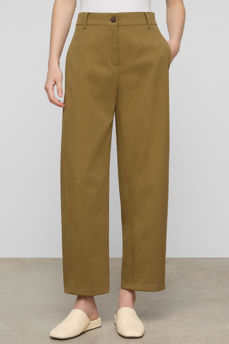 Cotton-Viscose Twill Chrystie Barrel Leg Chino - Lafayette 148 New York