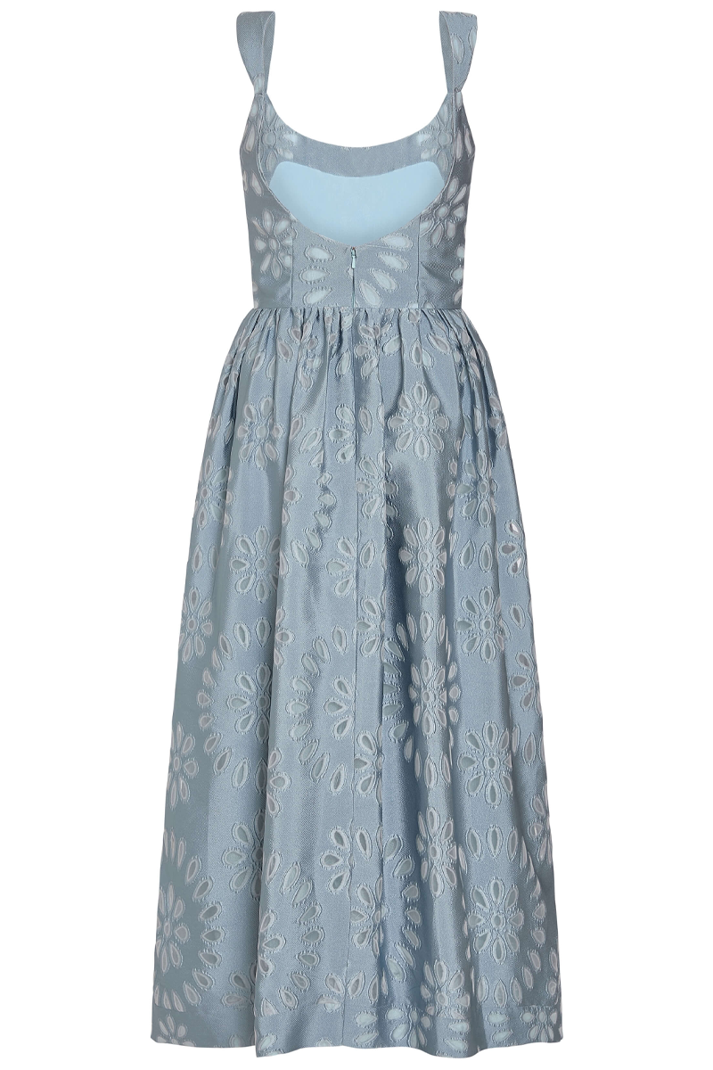 Apple Floral Organza Burnout Corset Midi Dress - Markarian