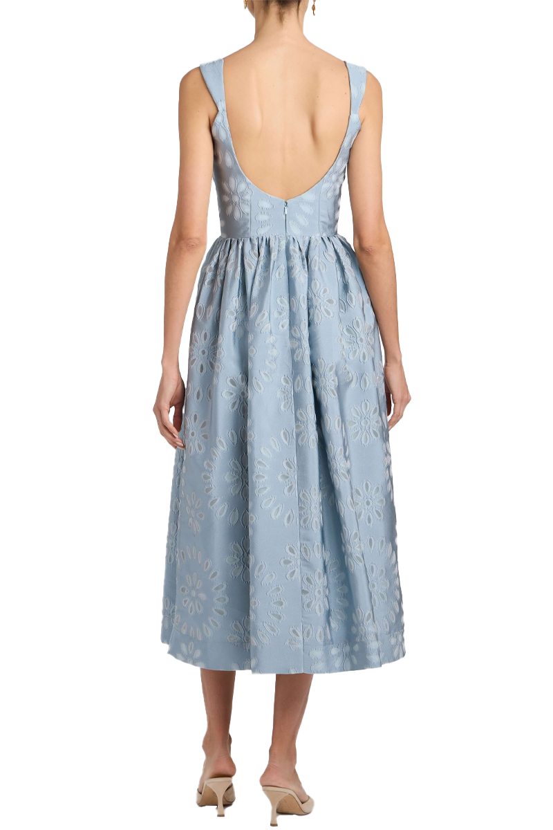 Apple Floral Organza Burnout Corset Midi Dress - Markarian