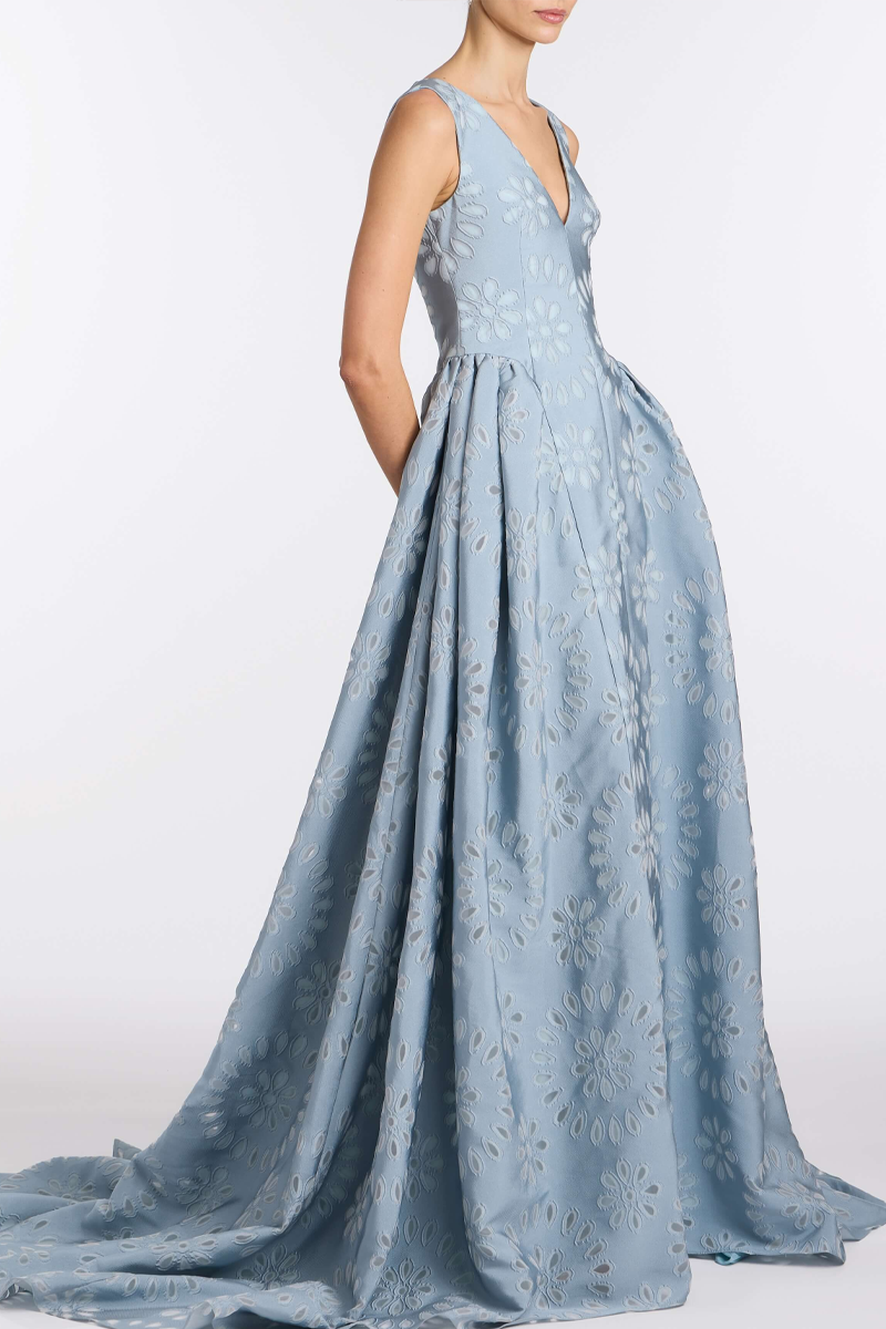 Rosebay Floral Organza Burnout Gown - Markarian