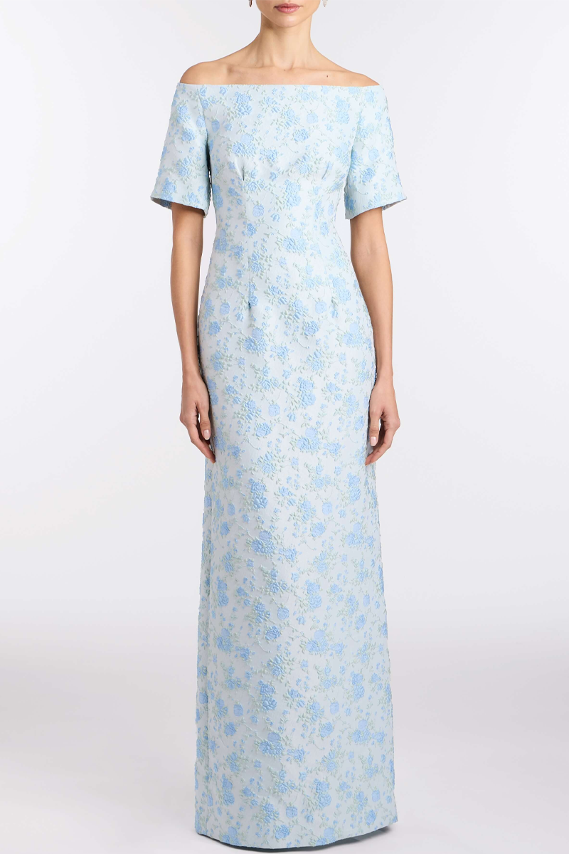 Gilda Cornflower and Mint Brocade Gown - Markarian