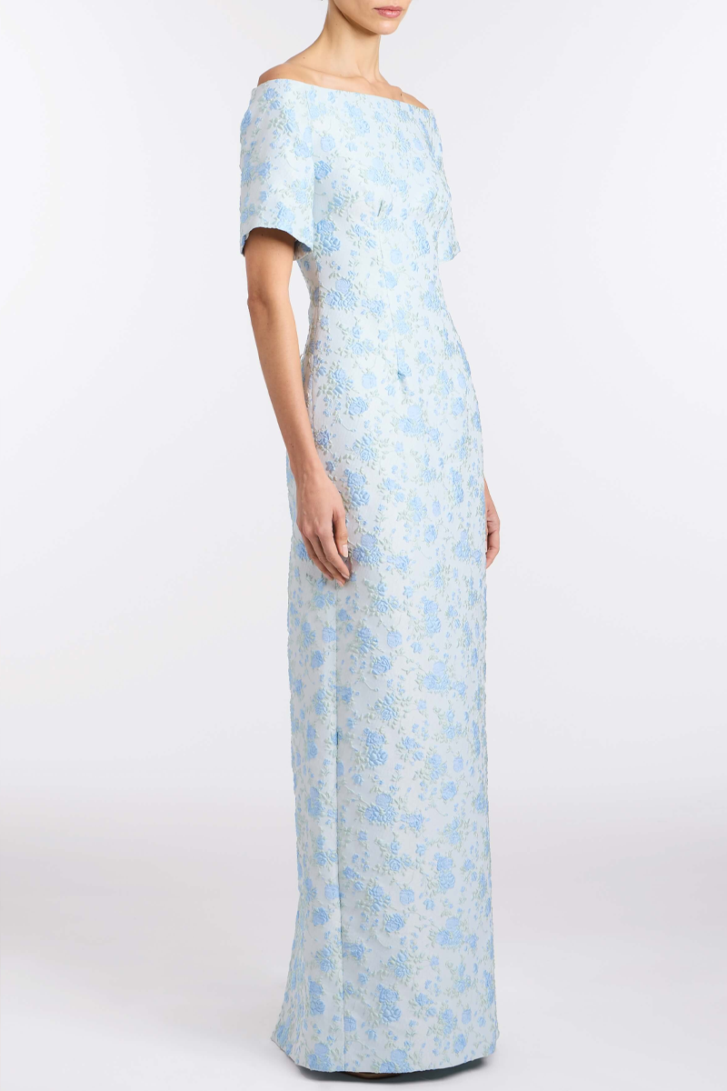 Gilda Cornflower and Mint Brocade Gown - Markarian