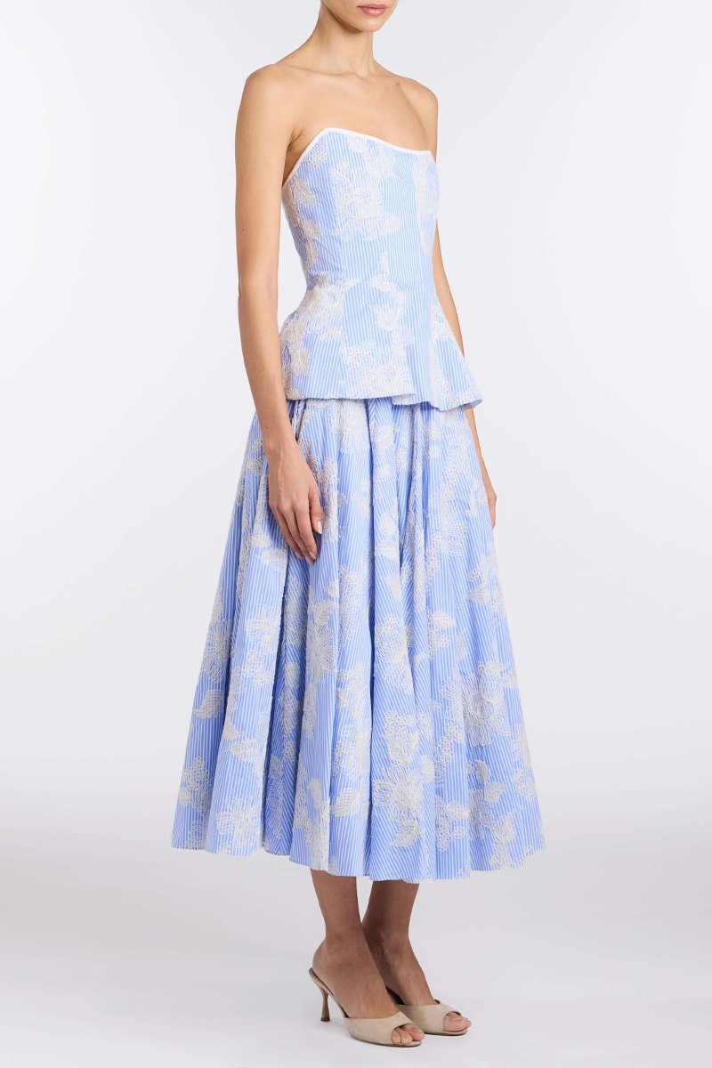 Soleil Floral Embroidered Midi Skirt - Markarian