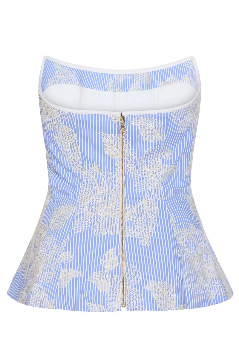 Lola Floral Embroidered Strapless Top - Markarian