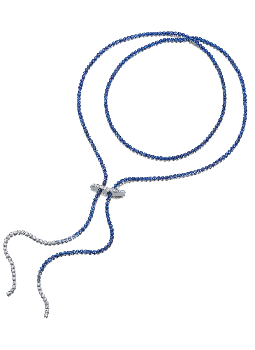 Mega Swirl Ombre Sapphire Slide Lariat Necklace